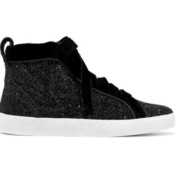 Alice + Olivia Camil Glitter Womens Mid-Top Black Fashion Sneakers Athletic Shoe - Picture 5 of 10